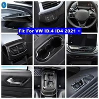 glass lift button air ac steering wheel lights control panel cover trim for vw id 4 id4 2021 2022 carbon interior accessories