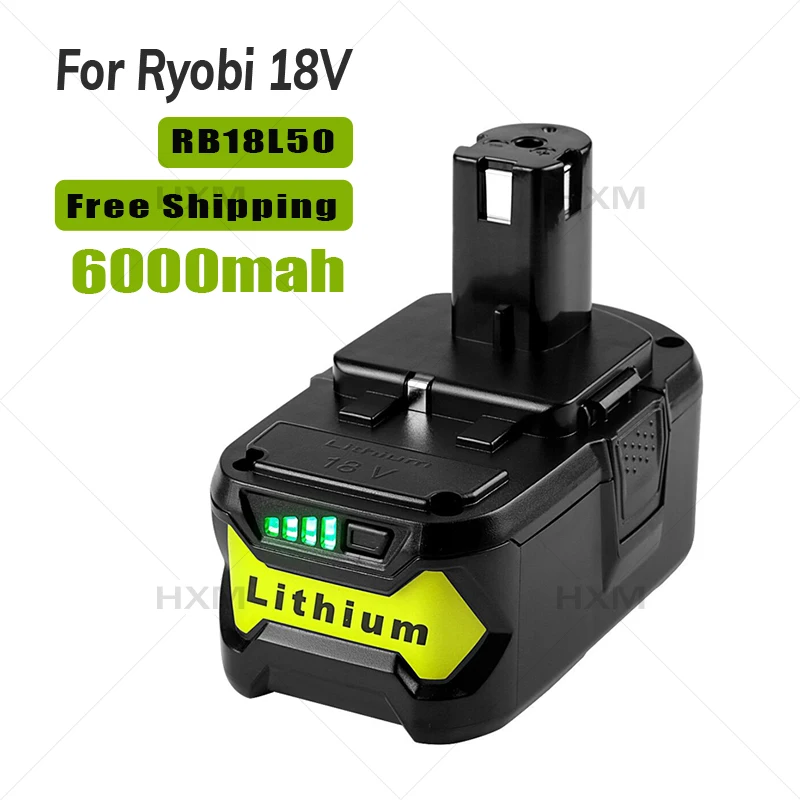 

6000mAh Li-ion Rechargeable Battery for Ryobi 18V BPL1820 P108 P109 P106 P105 P104 P103 RB18L50 BPL-1815 Power Tool