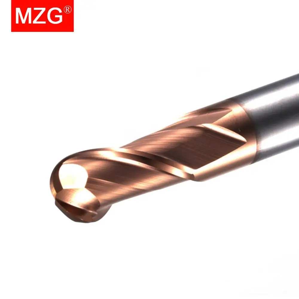 MZG-Fresa de corte de flauta HRC60, 1mm, 2mm, 3mm, 4mm, 6mm, acero de tungsteno, extremo de punta de bola