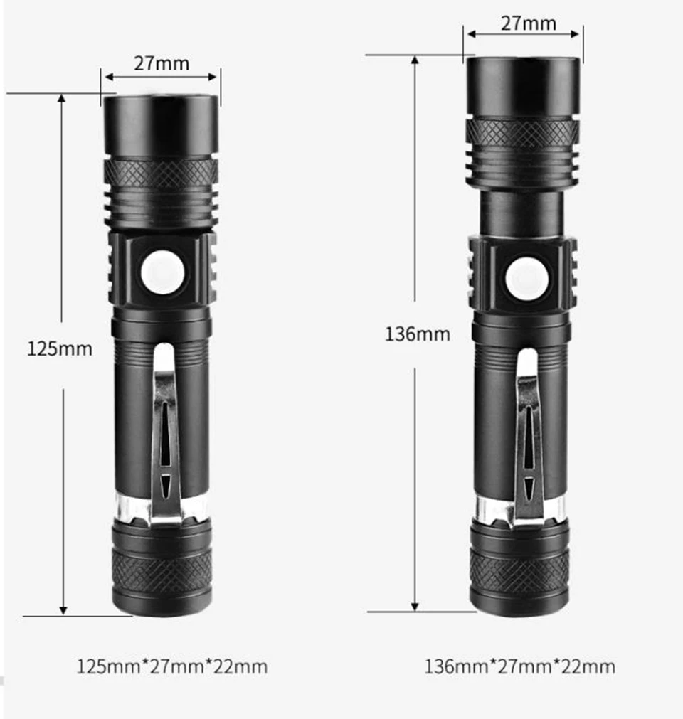 Фонарик XP-L V6 мощный перезаряжаемый от USB Алюминиевый светодиодный фонарик с