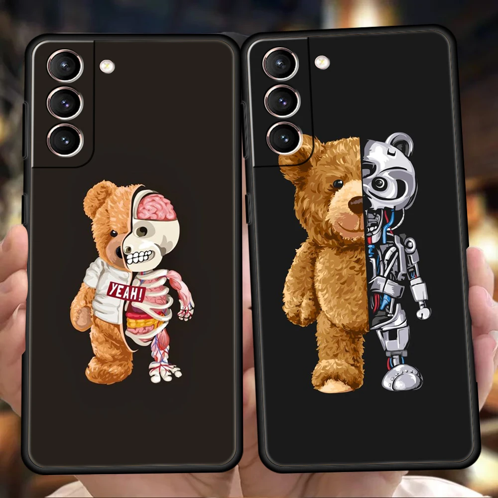 

Cartoon Bear Phone Case For Samsung S23 S22 S20 S21 FE Note S21 20 10 Ultra S10 S10E M22 M32 M31 5G Plus TPU Shell Fundas Coque