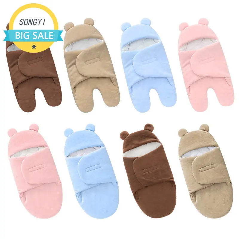 Winter Baby Sleeping Bag Infant Envelope Thicken Newborn Wrap Blankets Cotton Crystal Velvet Cocoon Sleepsack For Baby 0-6M