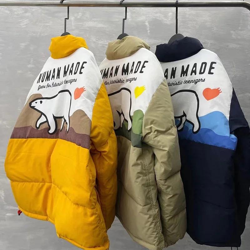 

Oversized Human Made Down Jackets Casual 1:1 High Quality Snow Mountain Polar Bear Thicken Down Coats