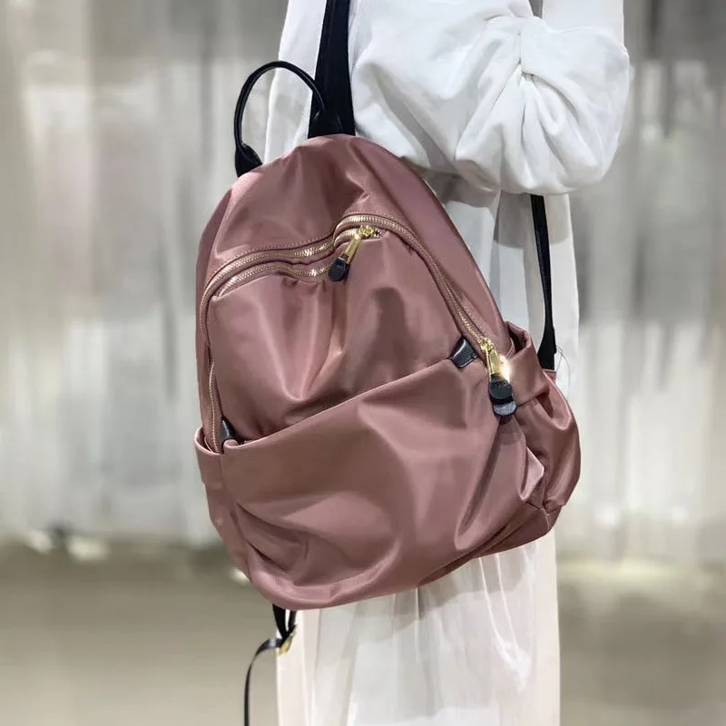 Women Bag European American Nylon Cloth Solid Color Backpack Anti-theft Girl Office Outdoor Travel Mini Storage Bag Mochila