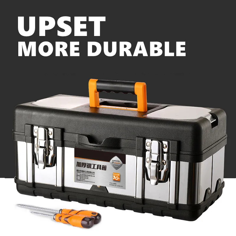 NEW Tool Box Suitcase Stainless Steel Toolbox Industrial Grade Multifunctional Tools Storage Box Metal Portable Organizers Boxes