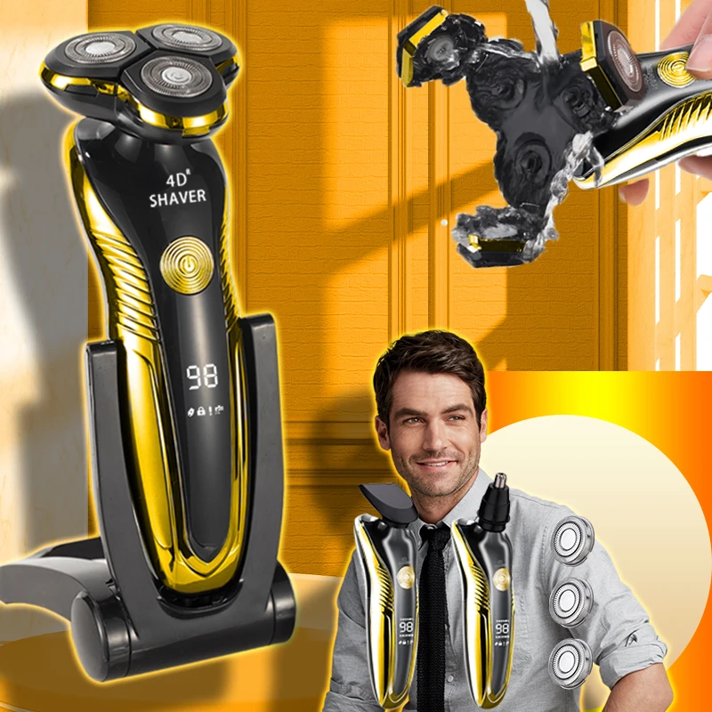 Мужская модель 4 в 1 3D бритва для влажной и сухой бритья перезаряжаемая