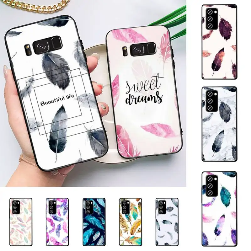 

Feather Phone Case For Samsung Galaxy Note 10Pro Note 20ultra cover for note20 note10lite M30S Back Coque