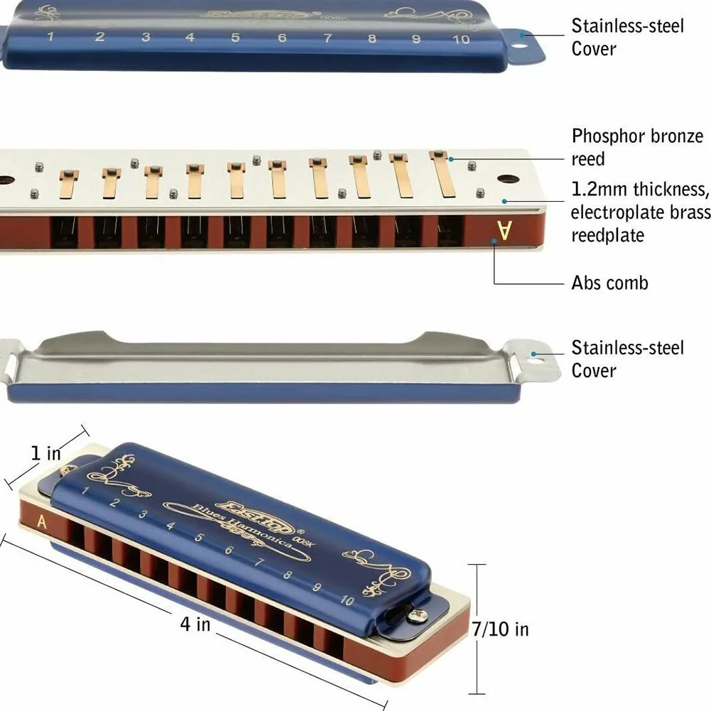 

Harmonica 10 Holes Harp Tone Diatonic Harp Key C Blues Jazz Band Mouth Organ Harp Early Education Baby Music Sense Training