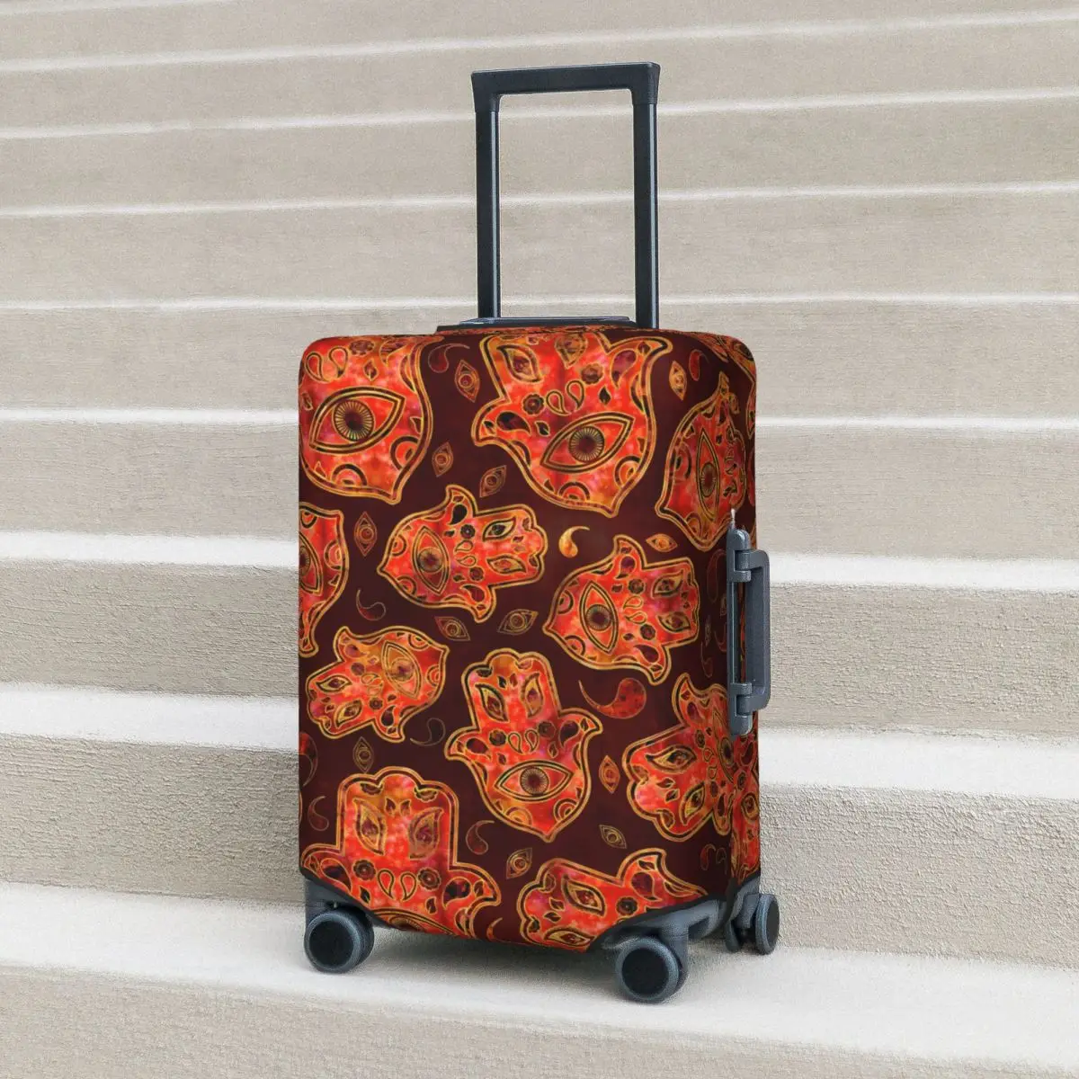 

Hamsa Hand Suitcase Cover Hand of Fatima Cruise Trip Protection Holiday Strectch Luggage Accesories