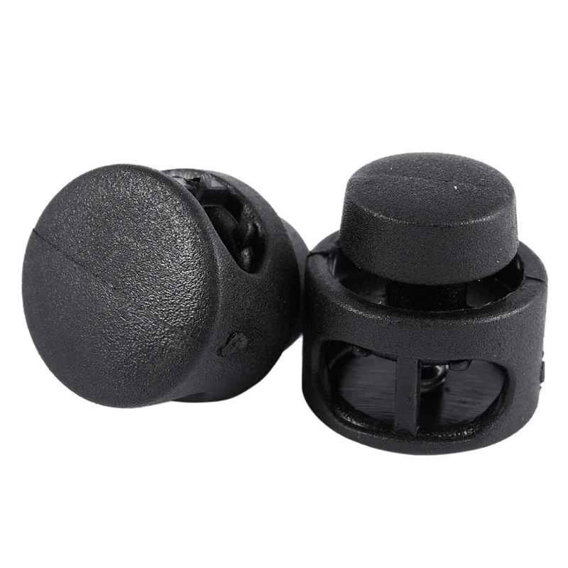 

10 Pcs Plastic Toggle Stoppers 2 Holes Cord Locks End Black