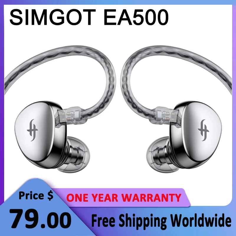 

SIMGOT EA500 Hi-Res In Ear Monitor Headphone with Detachable Cable Dynamic Driver IEM Earphone HiFi Stereo Wired Earbuds