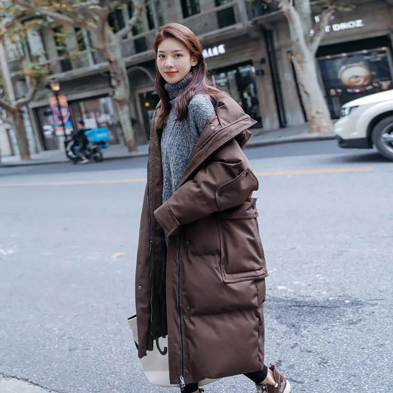 2022  winter new women's winter down jacket plus long-sleeved jacket to keep warm fashion trend coat hooded loose thickening