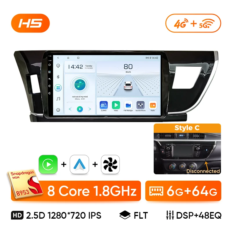 

Автомобильное радио Ainavi для Toyota Corolla 2013 2014 2015 2016 E160 E170 Беспроводной Carplay Android Auto Qualcomm Автомобильный мультимедийный плеер