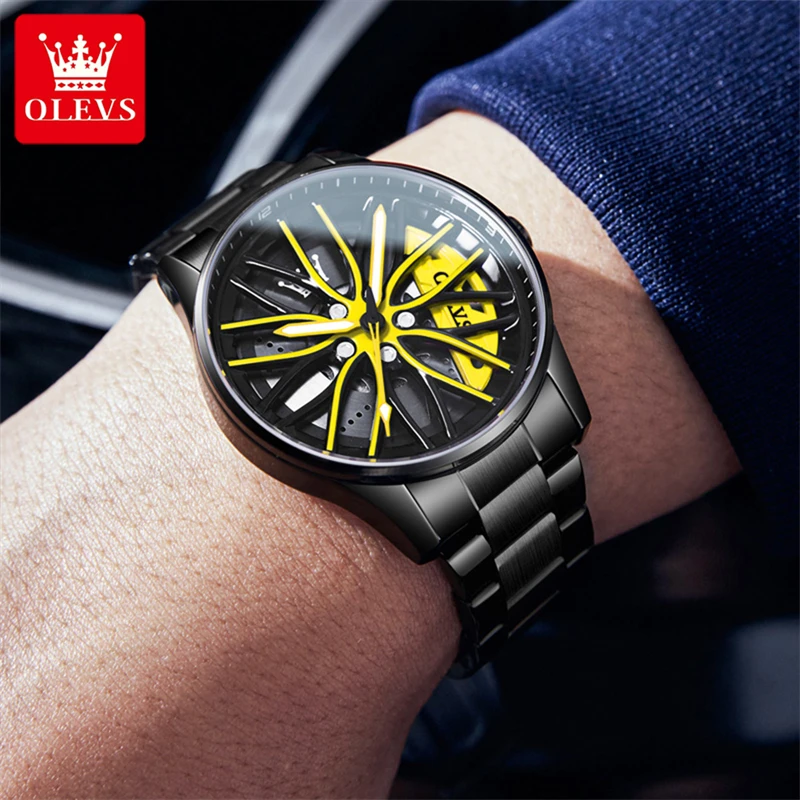 

OLEVS 9937 Fashion Casual Watch Mens Top Brand Luxury Rotating Bezel Sport Design Stainless Steel Band Men's Quartz Wristwatches