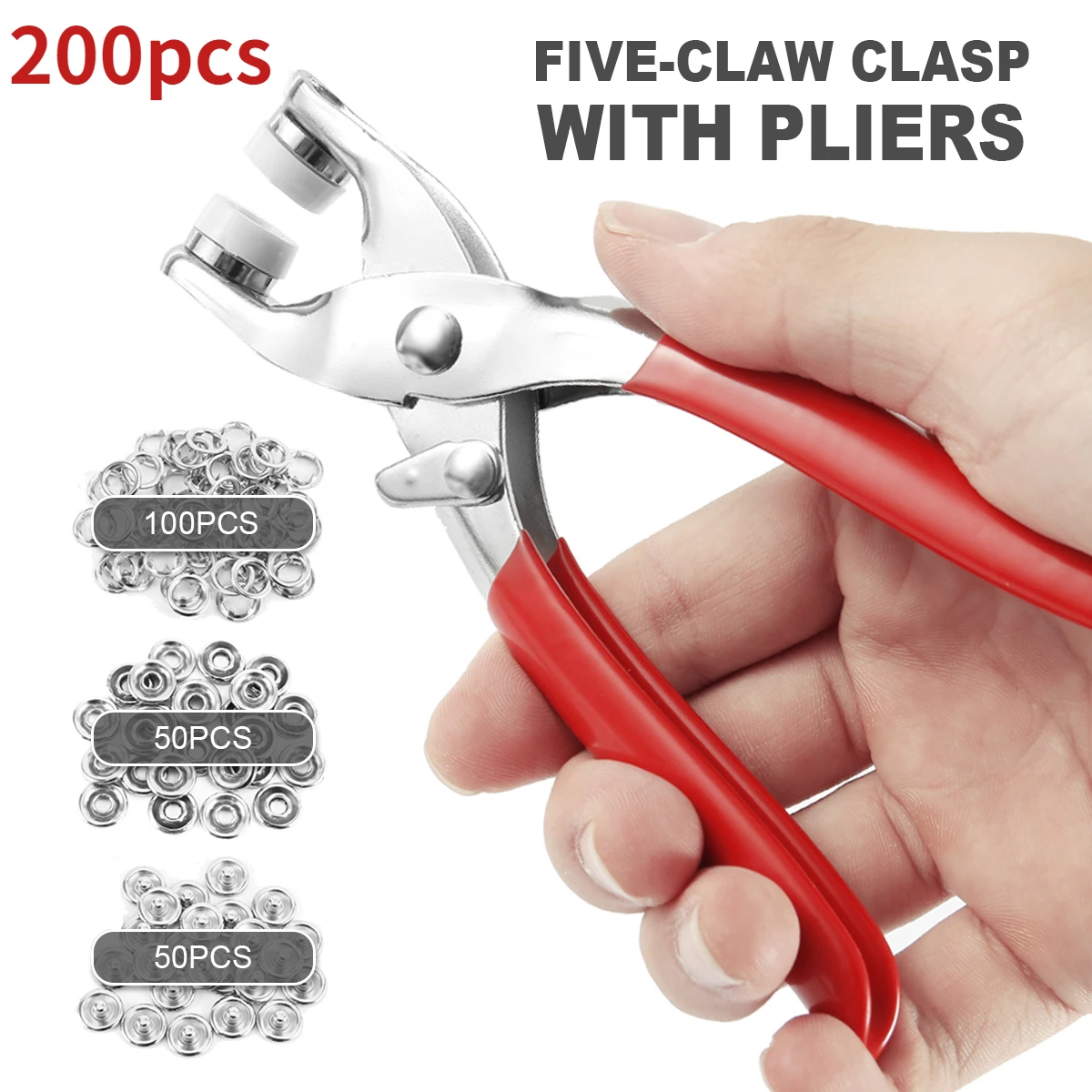 

50 Sets 9.5mm Metal Button Snap Fasteners Kit DIY Snap Button Set with Pliers for Clothing Bag Hat Sewing