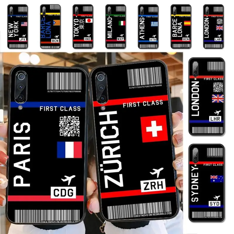 

INS Light Ticket Airplane Phone Case for Xiaomi mi 5 6 8 9 10 lite pro SE Mix 2s 3 F1 Max2 3