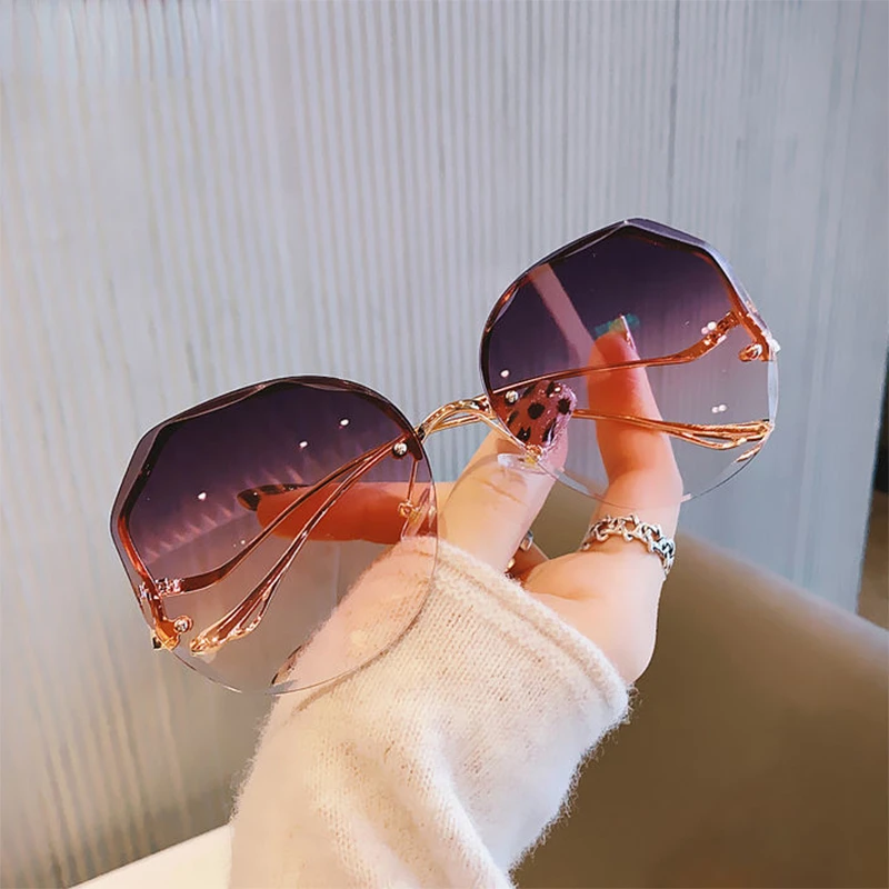 

New in Rimless Sunglasses Women Moda Mujer Zonnebril Dames Polar Lunette De Soleil Femme Pink Vasos Decorativos Vasos Glasses y2