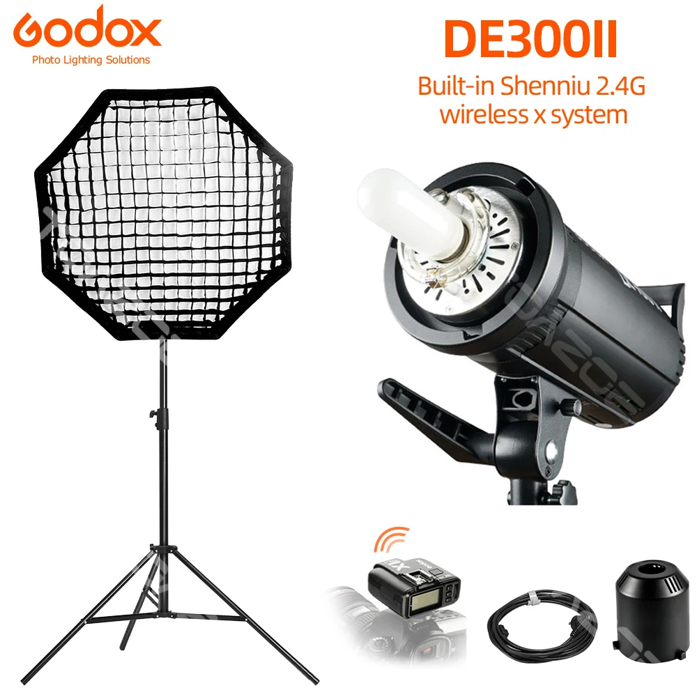 Беспроводная студийная стробоскопическая вспышка Godox DE300II 300W GN76 2 4G