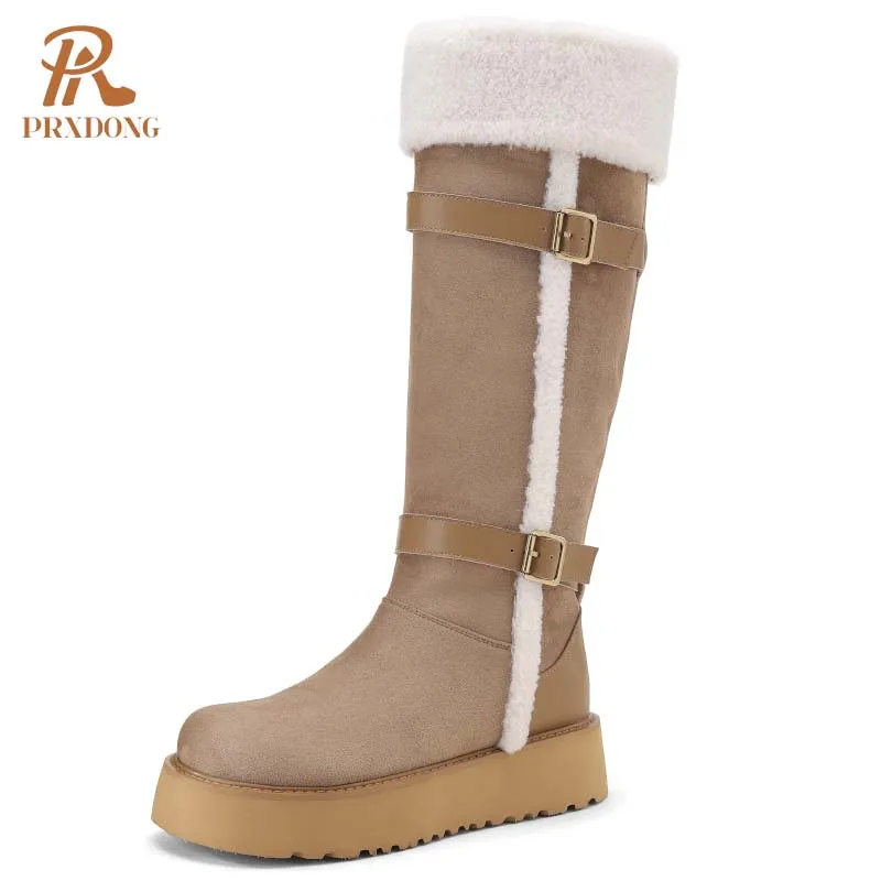PRXDONG Новый бренд Qulaity Leather SHoes Женские зимние ботильоны на среднем каблуке