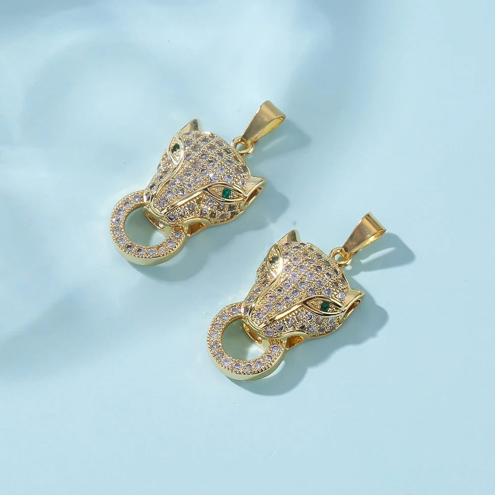 Гепардовый хип-хоп инкрустированный бриллиантами геометрический кулон полуготовый DIY ювелирные аксессуары высокого качества Роскошный 18K гальванизированный