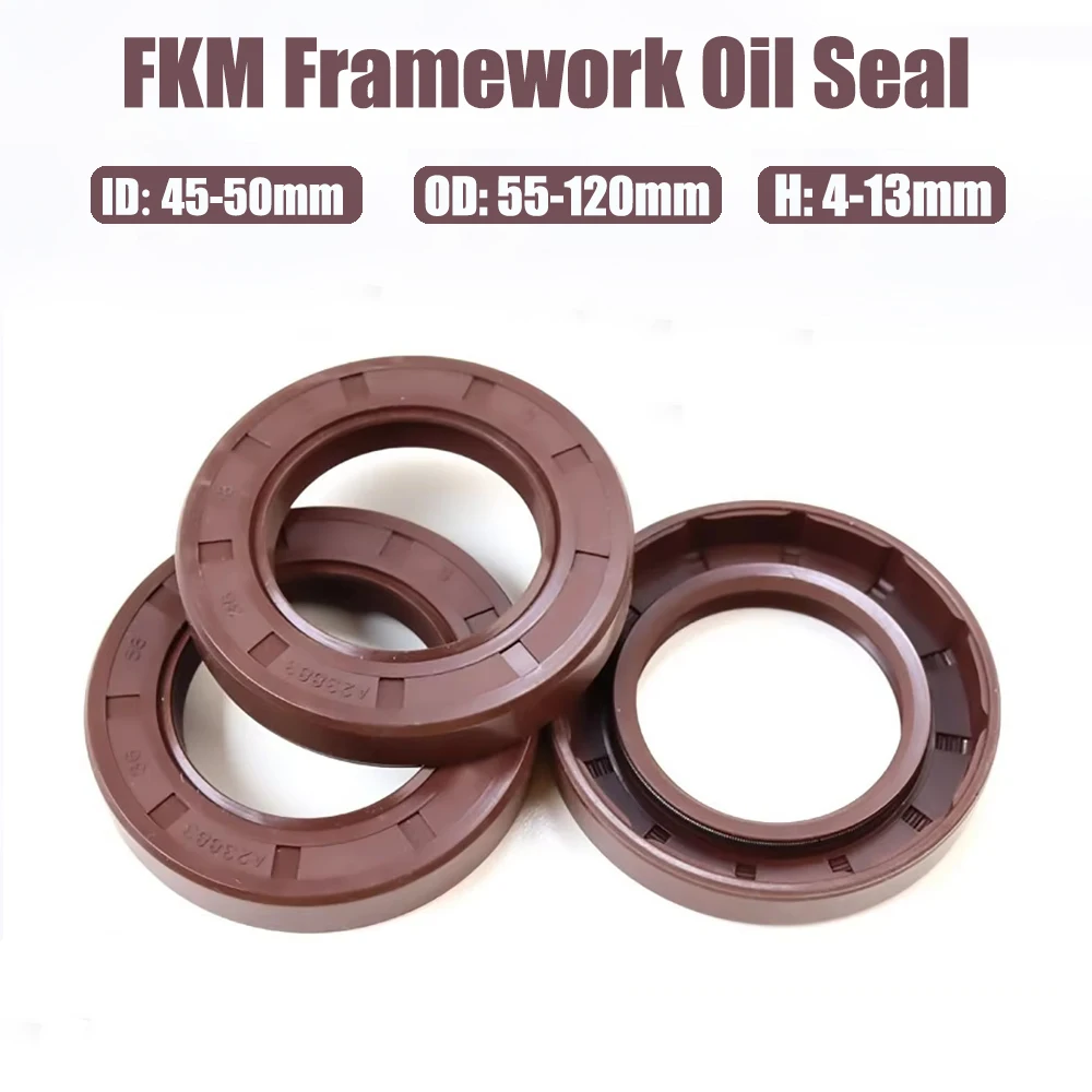 ID 45-50 мм OD:55-120 H:4-13 FKM Каркасное сальник Прокладка из фторкаучука Кольца Крышка