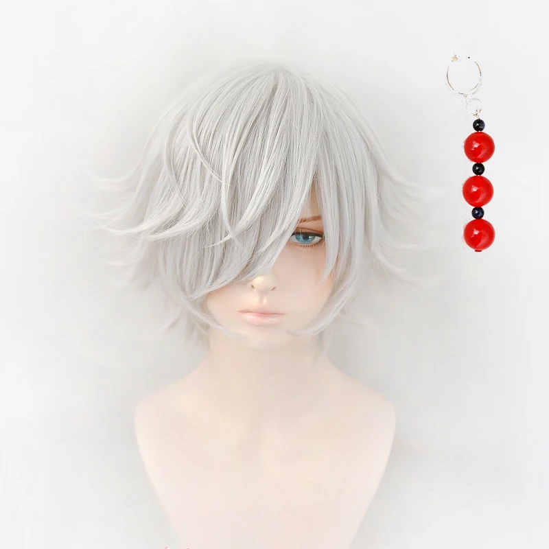 

Wakasa Imaushi Cosplay Wig Anime Tokyo Revengers Short Silver Heat Resistant Synthetic Hair Wigs + Wig Cap