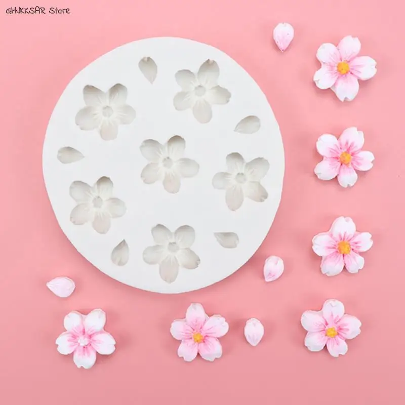 

6 Holes Flower Daisy Cherry Blossom Silicone Mold Chocolate Mousse Turn Sugar Baking Mold Diy Drop Glue Plaster Soap Mold