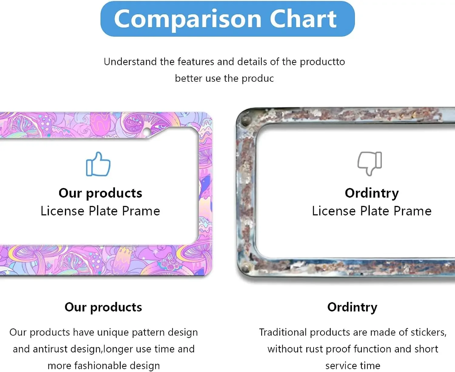 Фиолетовая рамка для номерного знака в виде гриба держатель автомобильной бирки