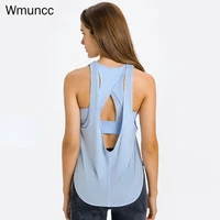 wmuncc 2in1 sports blouse gym running tank tops sleeveless lightweight breathable fitness shirts with bra