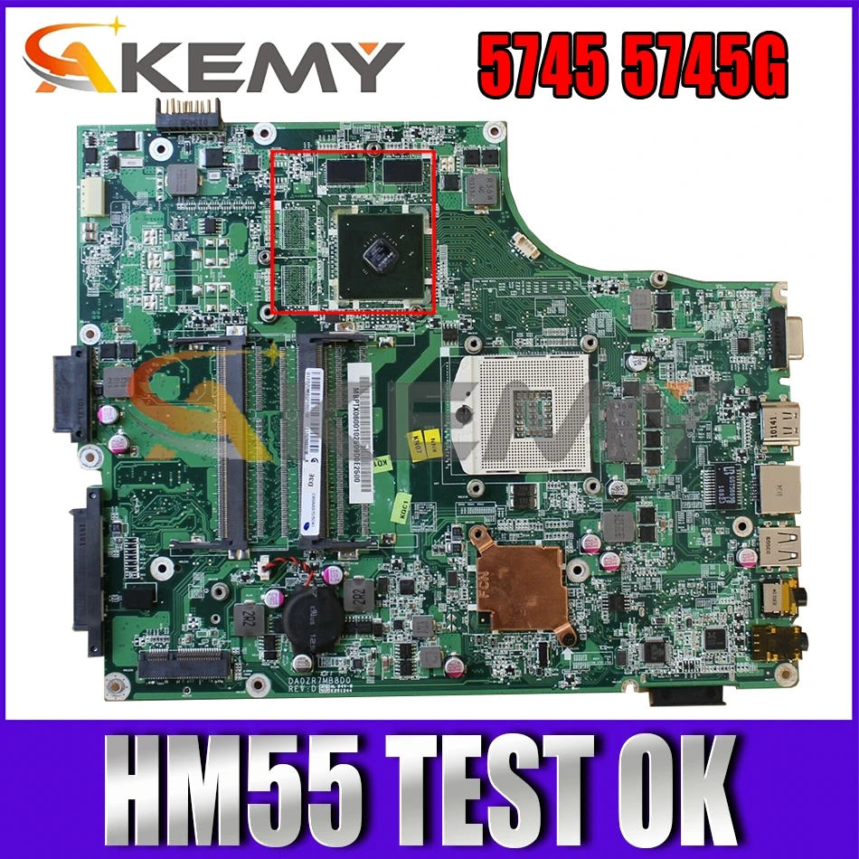 

AKEMY For Acer aspire 5745 5745G laptop motherboard 2 RAM slot HM55 MBPTX06001 DA0ZR7MB8D0 DA0ZR7MB8F0 Mainboard