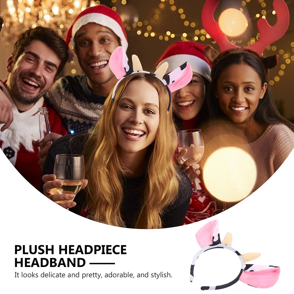 4 шт. повязка на голову для макияжа с мягкими животными коровьими ушками и рогами