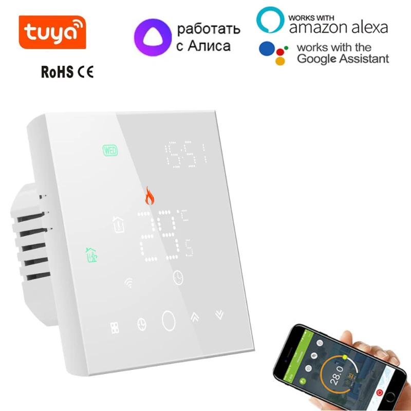 

Wifi-термостат для газового котла/электрического подогрева пола воды/домашнего контроллера температуры работает с Alexa Google