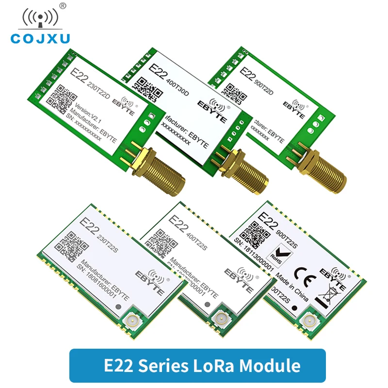 Модуль LoRa SX1262 SX1268, серии COJXU E22, SMD DIP, 433 МГц, 915 МГц, 868 МГц, 22 дБм, 30 дБм, IPEX/штампованные отверстия, разъем SMA-K, беспроводной модуль