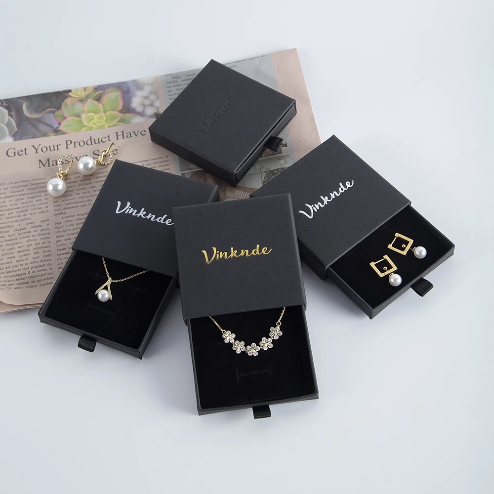 Unique Luxury Custom Logo Sliding Cardboard Paper Gift Jewellery Travel Organizer Box Drawer Jewelry Ring Earring Packaging Case