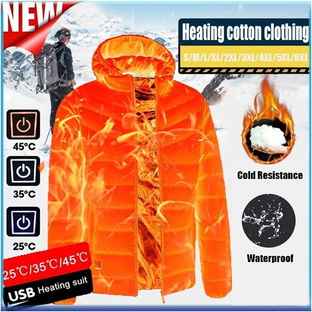 

Heated Vest Jacket Washable Usb Charging Hooded Cotton Coat Electric Heating Warm Jacket Outdoor Camping Hiking Heated Jacket
