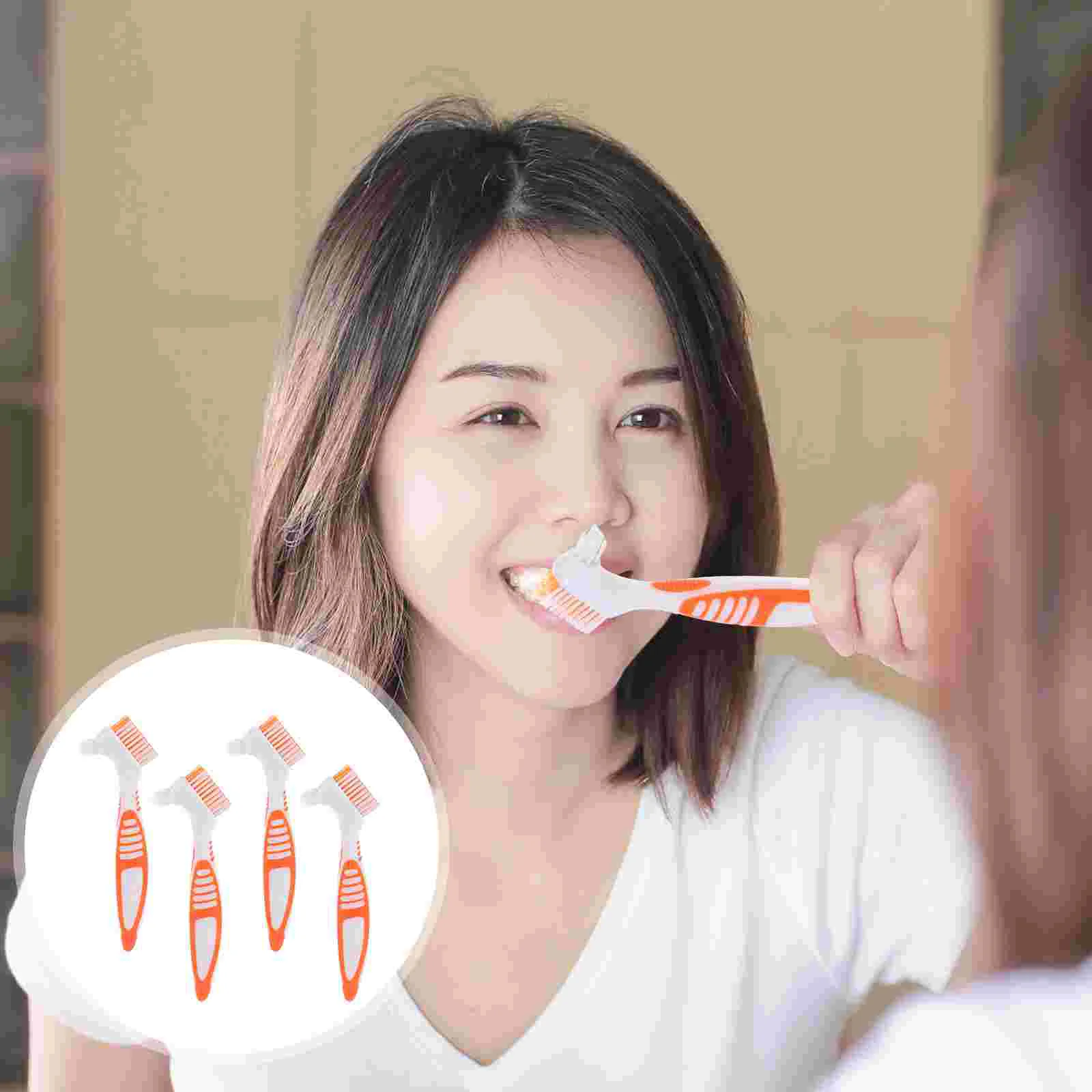 

4 1 Set T- Shape Denture Brush Care Products Denture Cleaner Brushes Night Guards Cleaning Brush