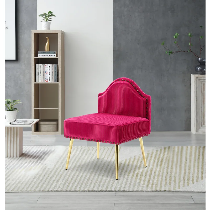 

Modern Upholstered Pleated Velvet Accent Chair Tufted Dining Office Chairs Armless Slipper Chair Mid-Century Side