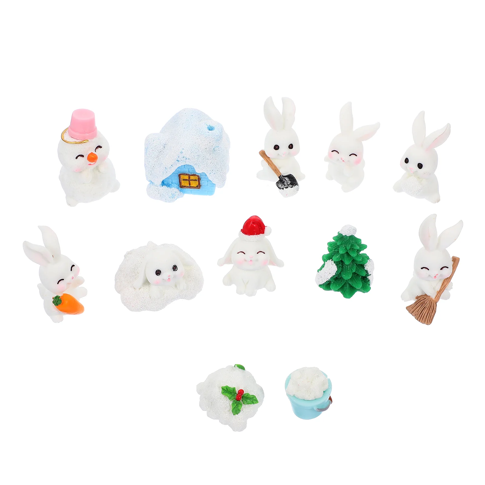 

1Set Adornment Rabbit Figurines Decor Garden Landscape Ornament Bunny Adornment Resin Bunny Statue for Home Garden Office