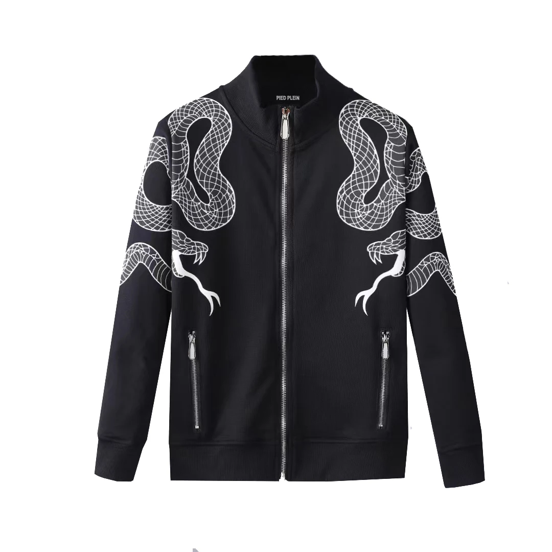 

PIED PLEIN Brand Cotton HOODIE Jacket SNAKE STONES Mens Warm Thick Sweatshirts Hip-Hop Pullover Rhinestone Luxury Men's Hoodies