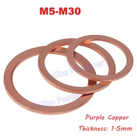 m5 m30 purple copper gasket washer flat copper round screw metal plain washers marine gasket gasket for table thickness 1 5mm