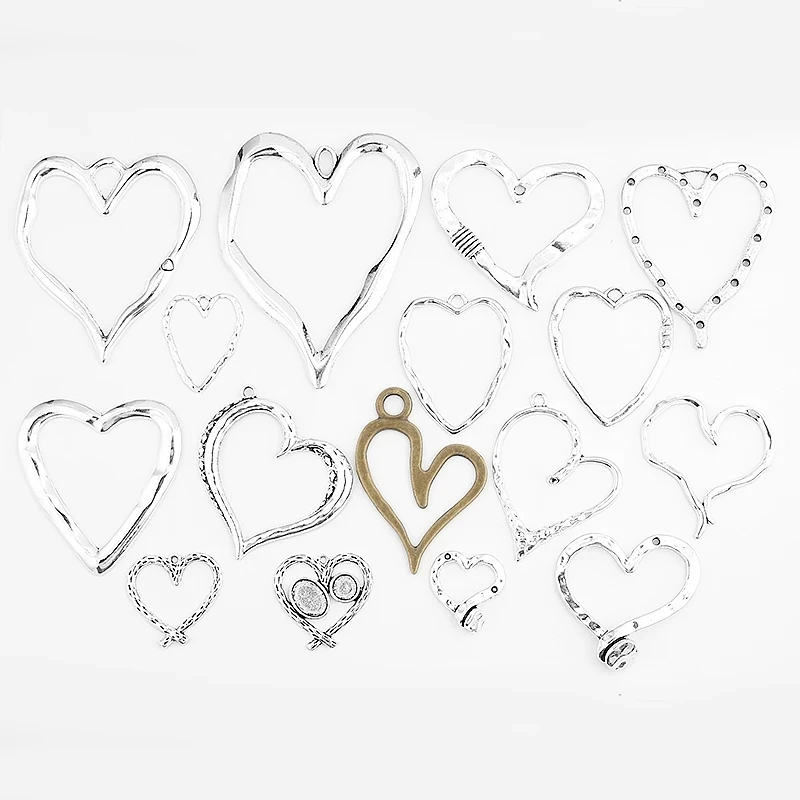 

1 Pack Antique Silver Large Hollow Frame Love Heart Charms Pendant For Fashion Women Necklace DIY Jewelry Making Findings