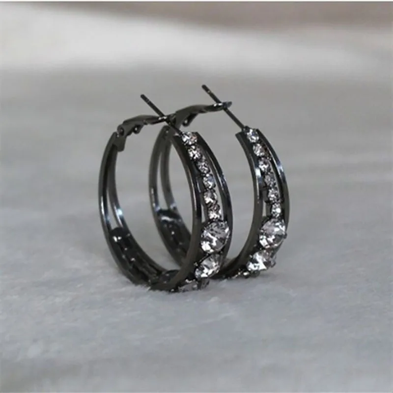 

New Round Inlaid Rhinestone Temperament Ear Stud Ear Hoop Minimalist Luxury for Women Wedding Earrings Pendant Jewelry
