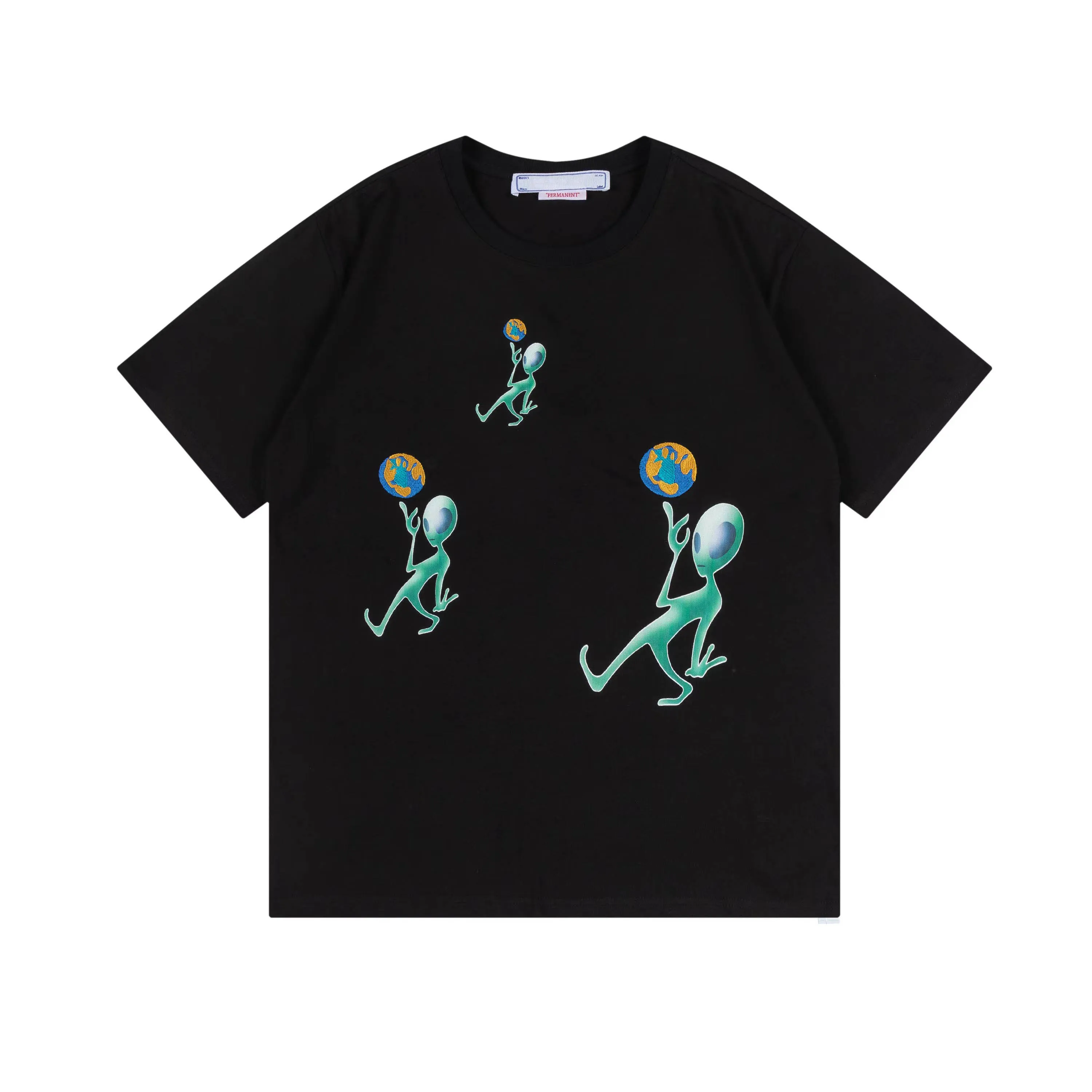 

Футболка мужская с принтом инопланетянина, Модная хлопковая тенниска с короткими рукавами, повседневная майка с принтом сзади, европейские...