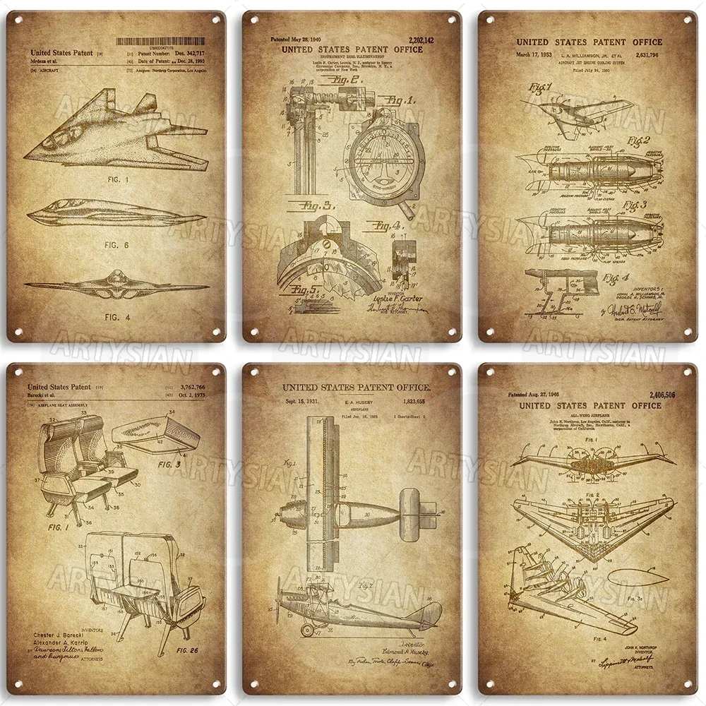 Ретро самолет патентный металлический знак Стелс металлическая табличка