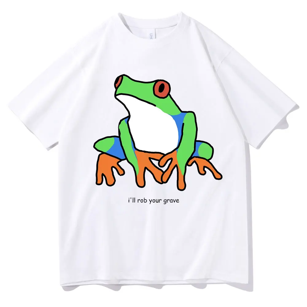 

Funny I'll Rob Your Grave T-shirts Frog Grave Robber Graphic Tshirt Short Sleeve Men's Crewneck T Shirt Men Women Oversized Tees