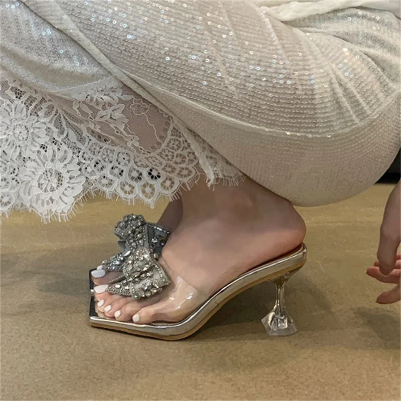 Eilyken шлепанцы с бантом-бабочкой и квадратным носком на высоком каблуке женские