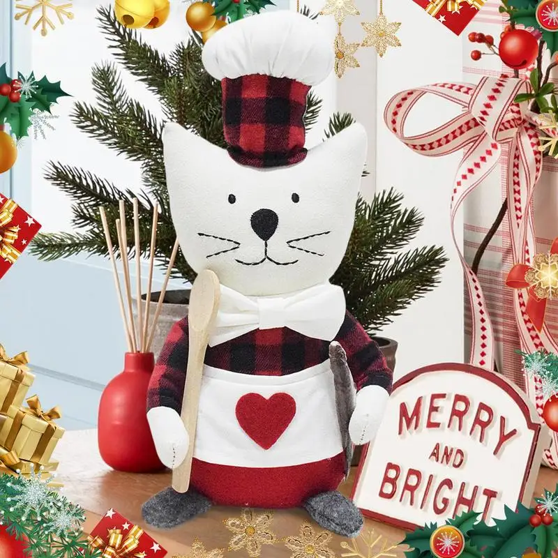 Сидячая мягкая кукла-кошка украшение с дизайном кота шеф-повара