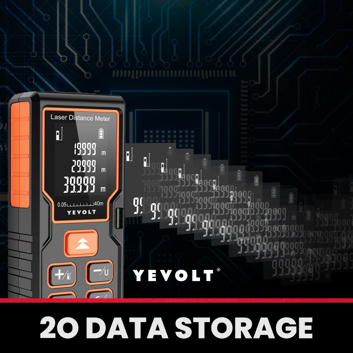 Лазерный дальномер серии YEVOLT DK 40/60/80/100 м цифровые рулетки с подсветкой