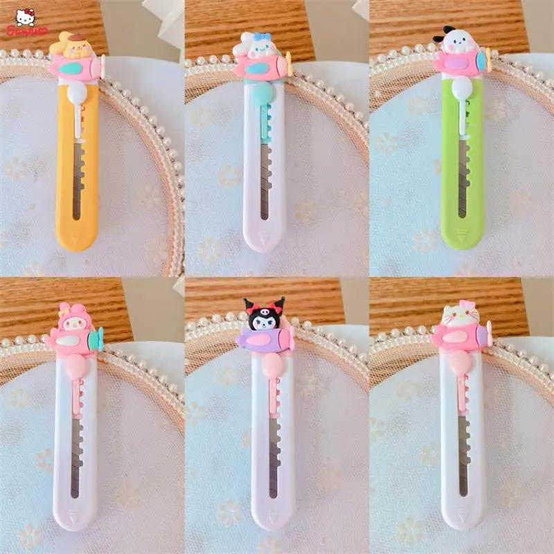 

Kawaii Sanrio My Melody Cinnamoroll Kuromi Student Portable Small Utility Knife Cute Cartoon Unpack Artifact Office Stationery
