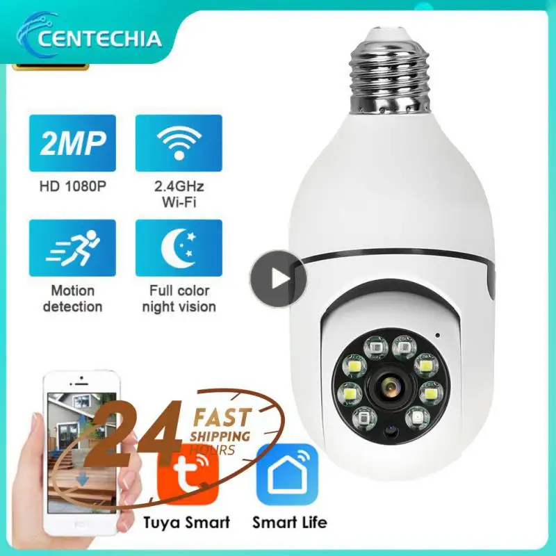 

1/2/3PCS Bulb Surveillance Camera 1mp Night Vision Color Automatic Human Tracking Zoom Indoor Security Monitor Wifi Camera